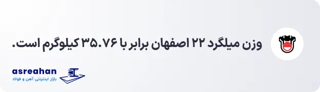 وزن میلگرد ۲۲ اصفهان