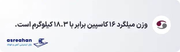 وزن میلگرد ۱۶ کاسپین