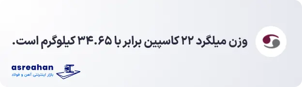 وزن میلگرد ۲۲ کاسپین