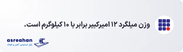 وزن میلگرد ۱۲ امیرکبیر