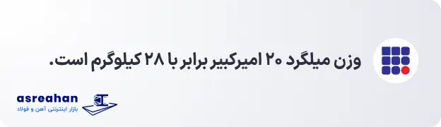 وزن میلگرد ۲۰ امیرکبیر