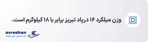 وزن میلگرد ۱۶ درپاد تبریز