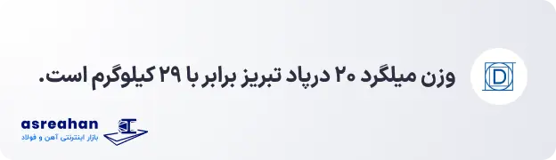 وزن میلگرد ۲۰ درپاد