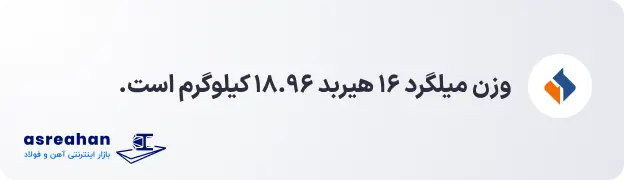 وزن میلگرد ۱۶ هیربد