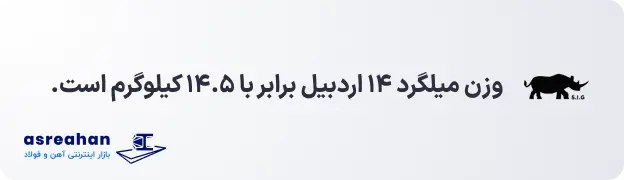 وزن میلگرد 14 استان اردبیل