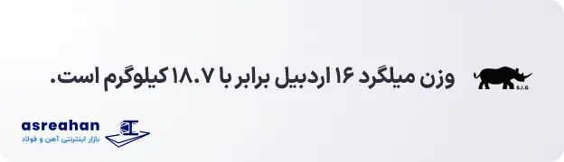وزن میلگرد ۱۶ استان اردبیل