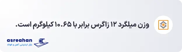 وزن میلگرد ۱۲ زاگرس