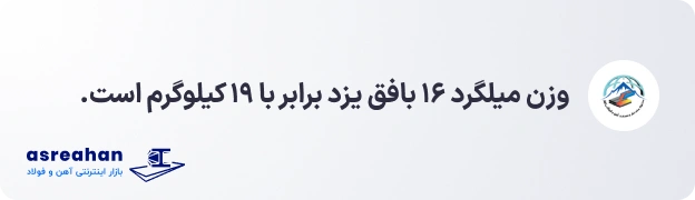 وزن میلگرد ۱۶ بافق