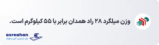 وزن میلگرد ۲۸ راد همدان