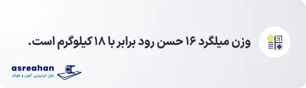 وزن میلگرد ۱۶ حسن رود