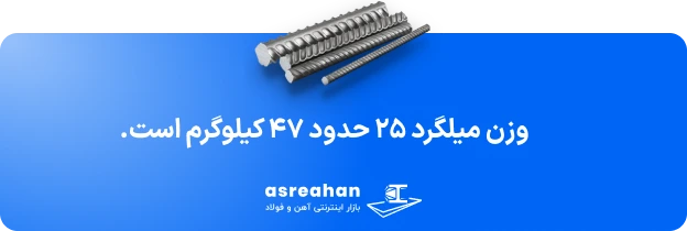 وزن میلگرد ۲۵